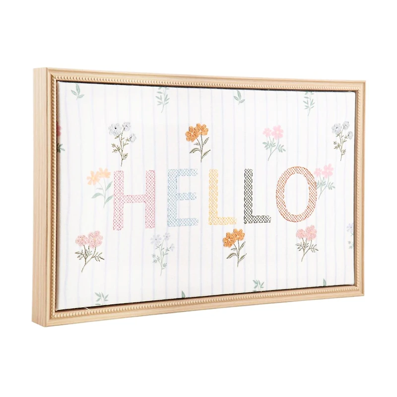 Plaque murale - Hello avec fleurs