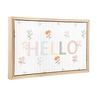 Plaque murale - Hello avec fleurs