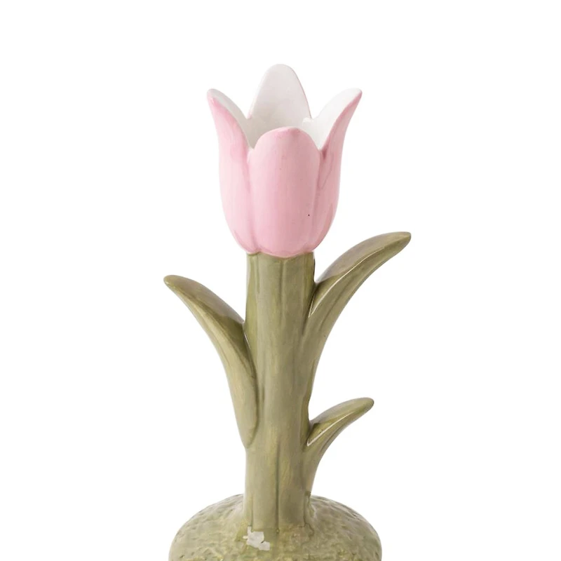 Porte-chandelle - Tulipes roses