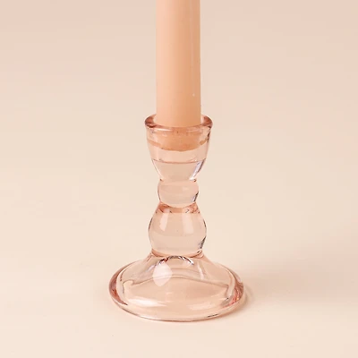 Small pink glass candle holder - Callista