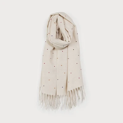 Foulard ivoire - Pois multicolores