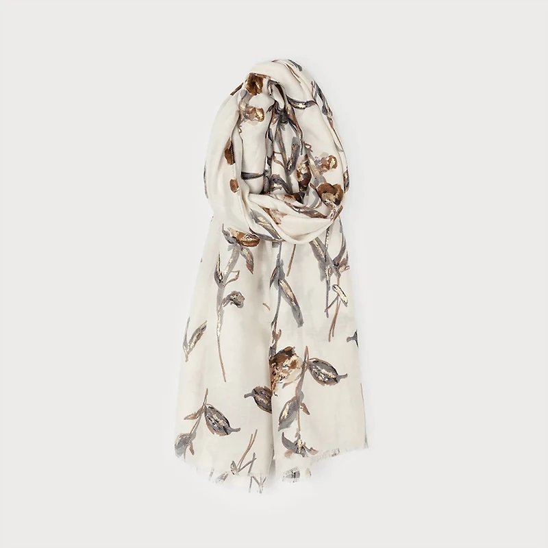 Ivory scarf - Flowers & Lurex