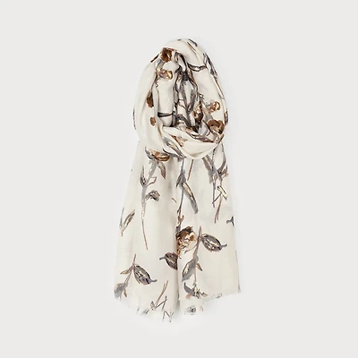 Foulard ivoire - Fleurs & Lurex