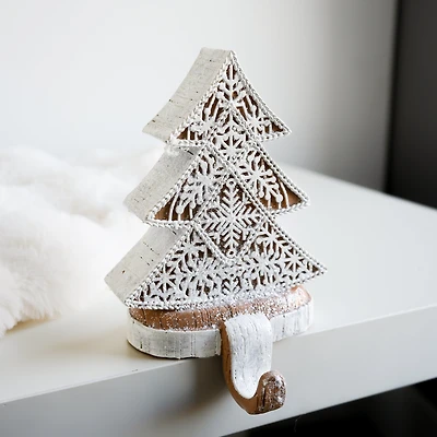 Support à bas de Noël - Biscuit pain d'épice et flocon