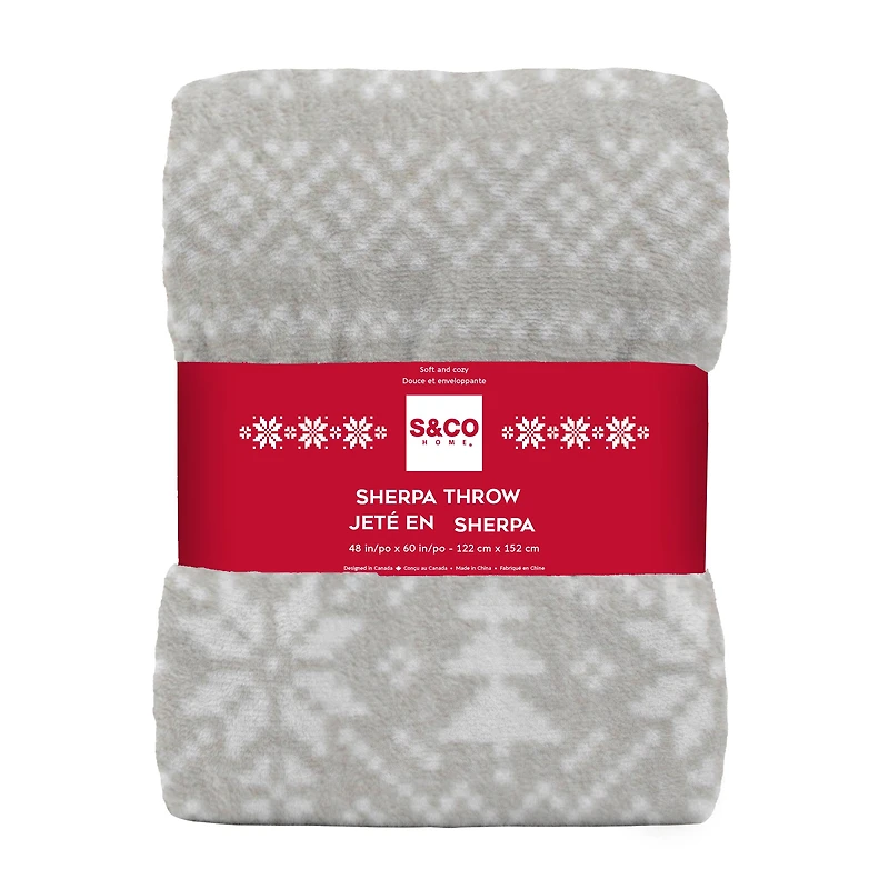 Thrown in sherpa - Pines & snowflakes