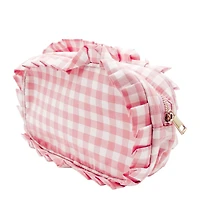 Plaid pouch - Pink & white