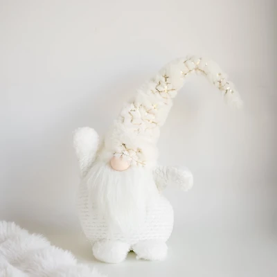 White gnome with white and gold hat