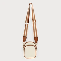 Beige crossbody bag - Striped trim