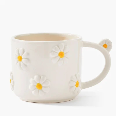 Tasse café latté marguerites - Blanche
