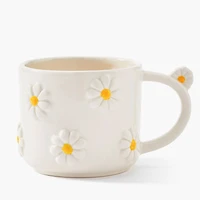 Tasse café latté marguerites - Blanche
