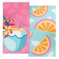 Ensemble de 2 serviettes de plage - Cocktails d'été