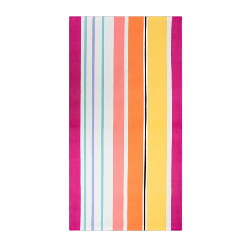 Ensemble de 2 serviettes de plage - Rayures florales