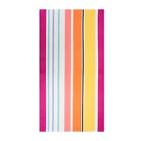 Ensemble de 2 serviettes de plage - Rayures florales