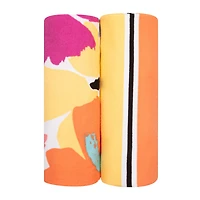 Ensemble de 2 serviettes de plage - Rayures florales