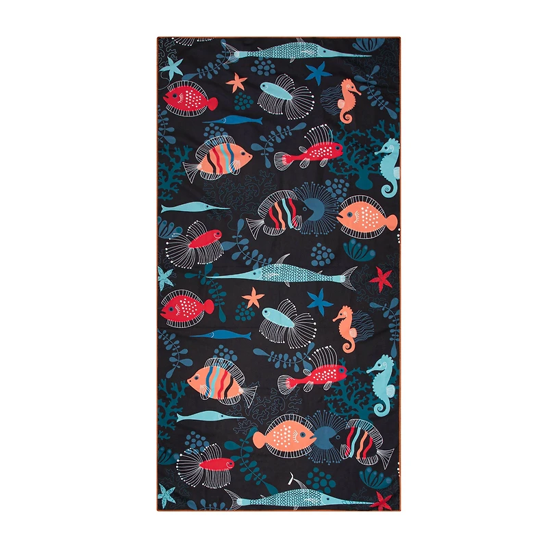 Serviette de plage réversible - Tropiques bleus