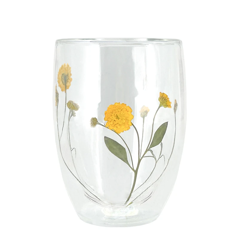 Double-walled dried flower glass - Yellow