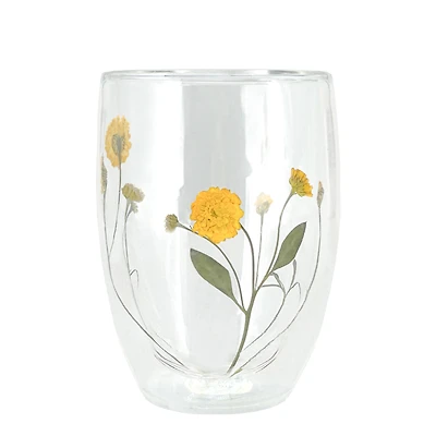 Double-walled dried flower glass - Yellow