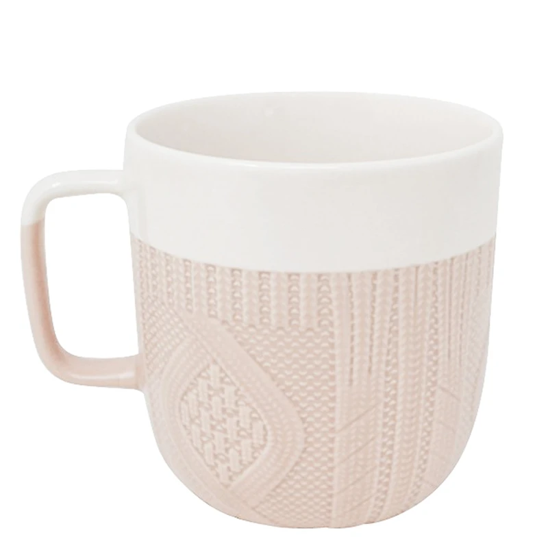 Textured knitted mug - Pink