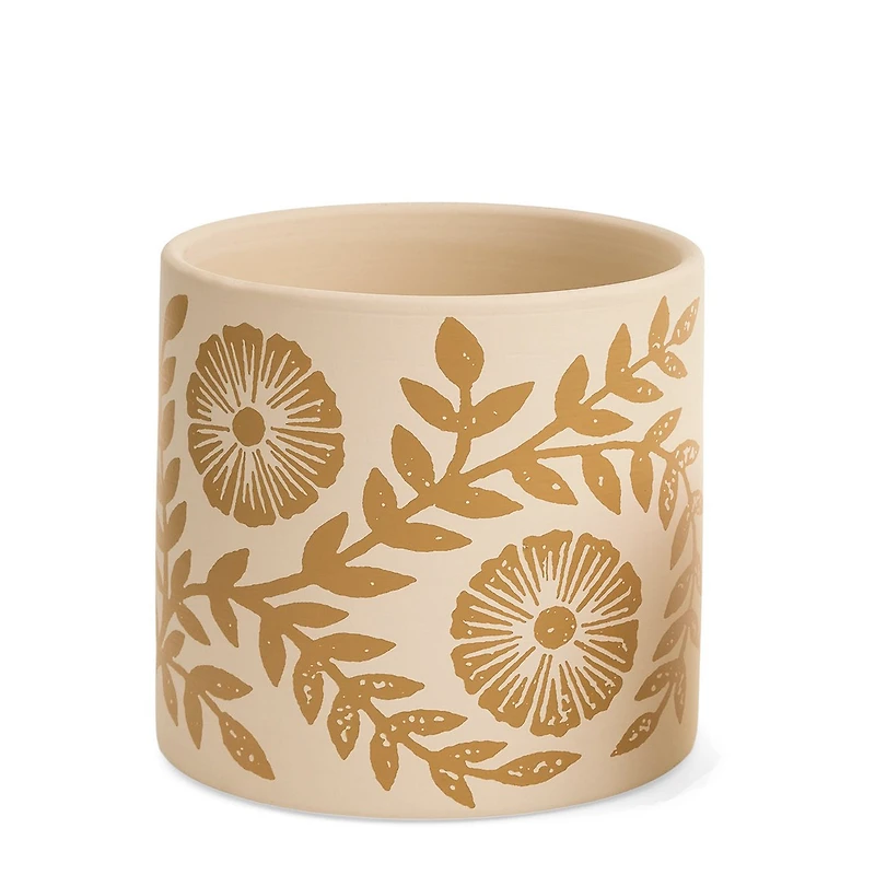 Pot imprimé fleuri moutarde - Grand