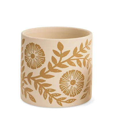 Printed pot with mustard flowers - Large