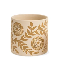 Pot imprimé fleuri moutarde - Grand