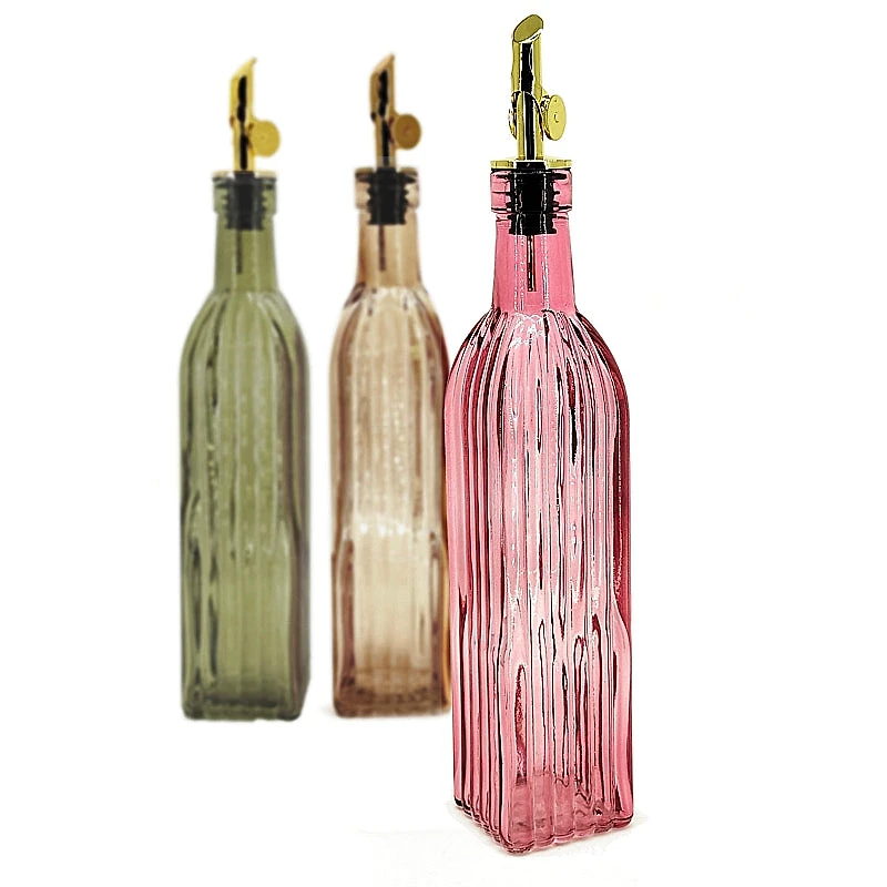 Bouteille d'huile ou vinaigre - Ambré rose