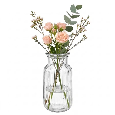 Vase en verre strié