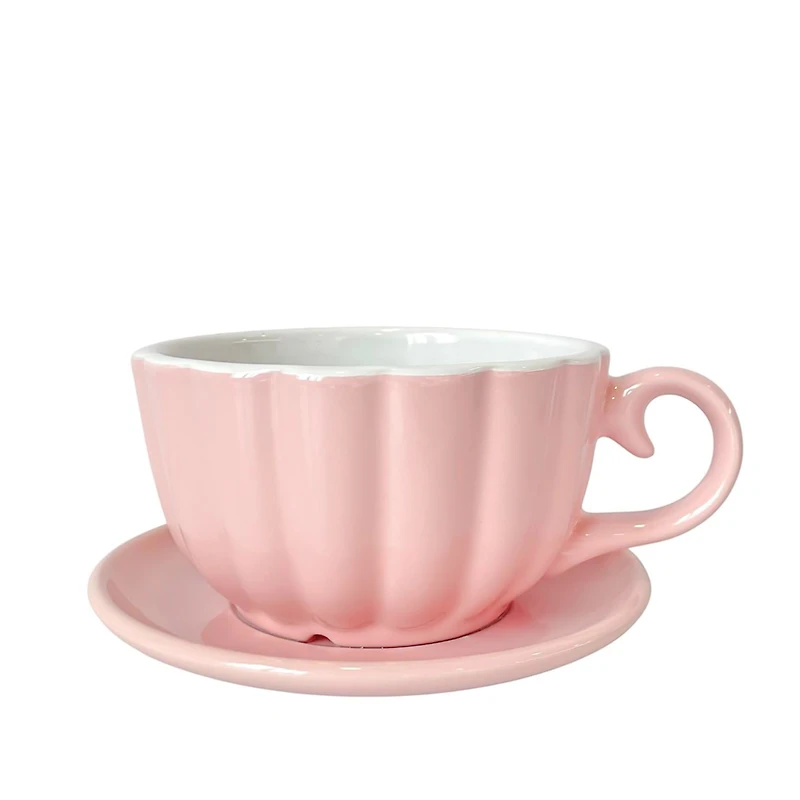 Petit vase tasse & soucoupe - Rose