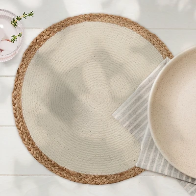 Round braided placemat - Natural