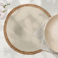Round braided placemat - Natural