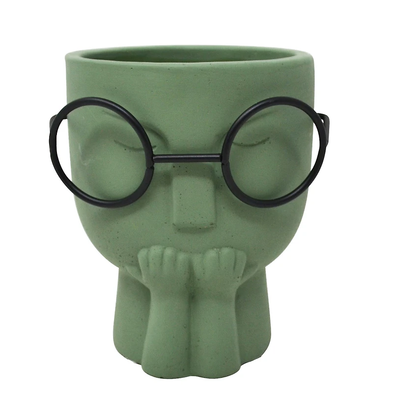 Pot vert - Forme de visage & lunettes