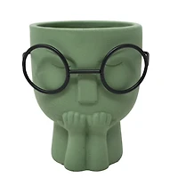 Pot vert - Forme de visage & lunettes