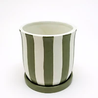 Green striped planter