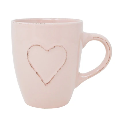 Antique pink cup - Embossed heart