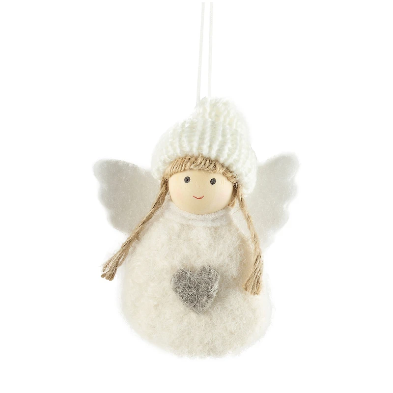 Ornament - White angel with a gray heart