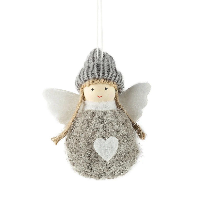 Ornement - Ange gris au coeur blanc