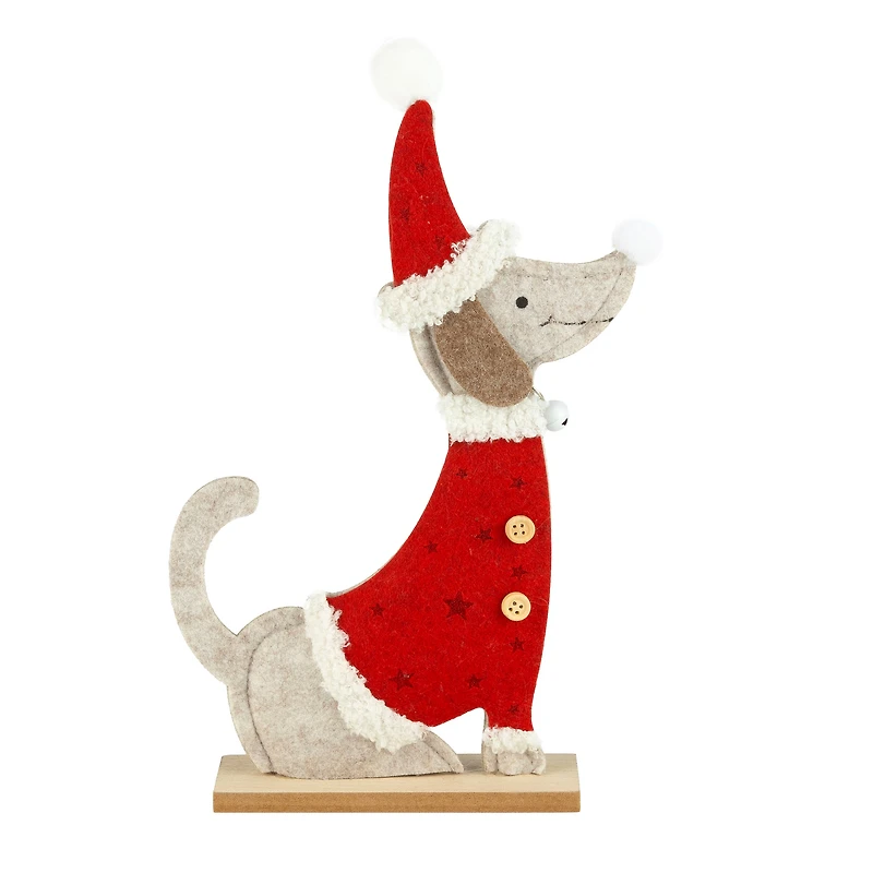 Chien saucisse de Noël - Assis