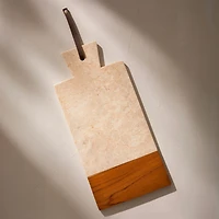 White marble and wood - Teak