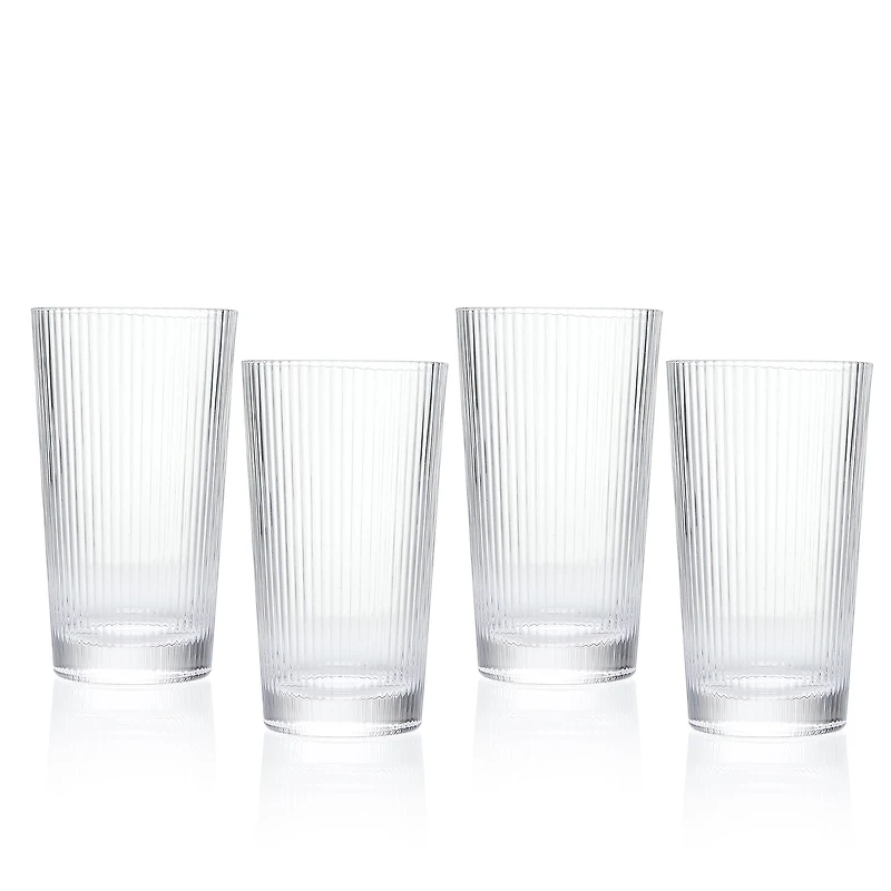 Set of 4 ribbed glasses - 350 ml