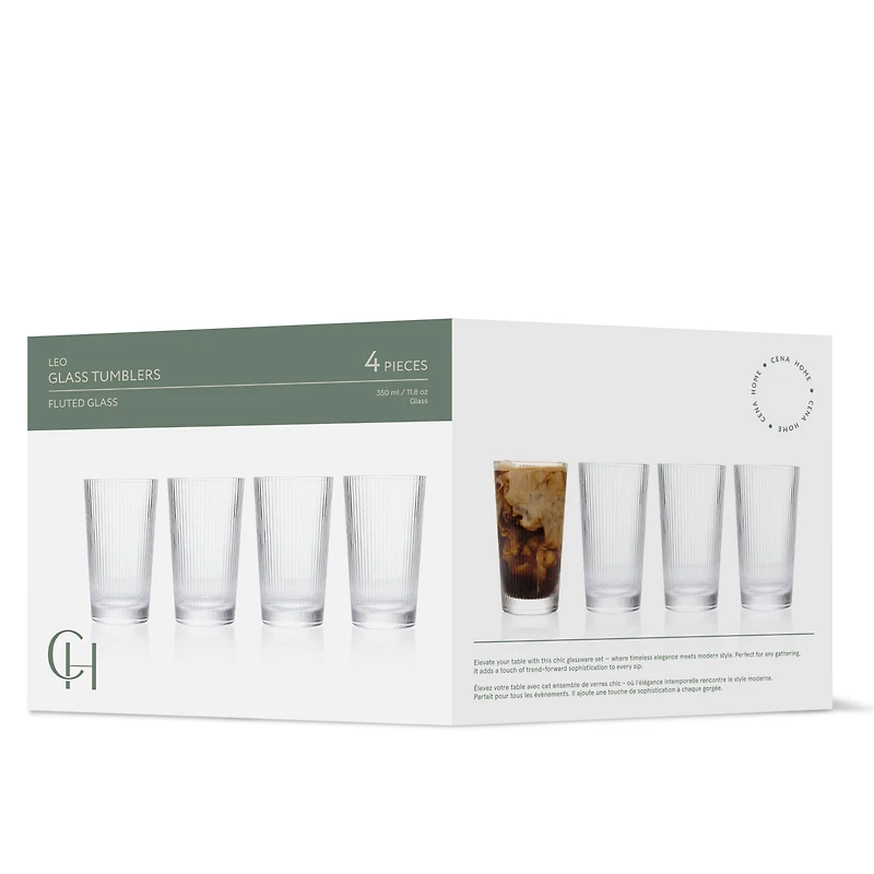 Ensemble de 4 verres striés - 350 ml