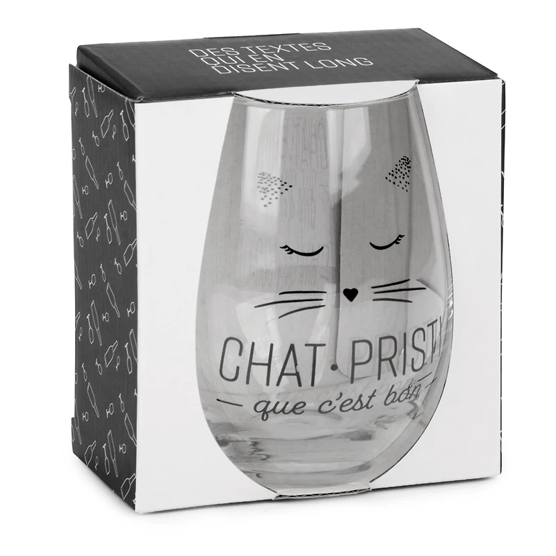 Verre à vin sans pied ''chat pristi''