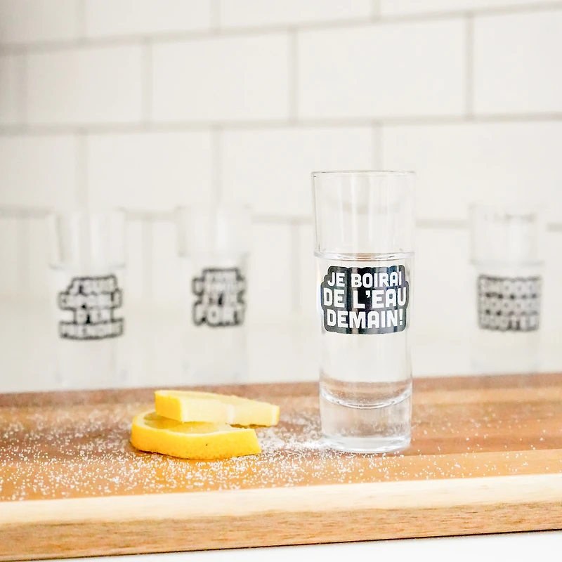 Set of 4 shot glasses - With text