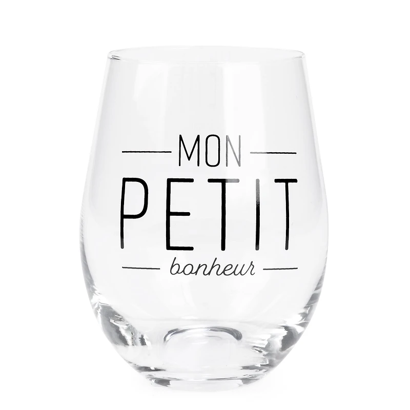 Stemless wine glass - Mon petit bonheur