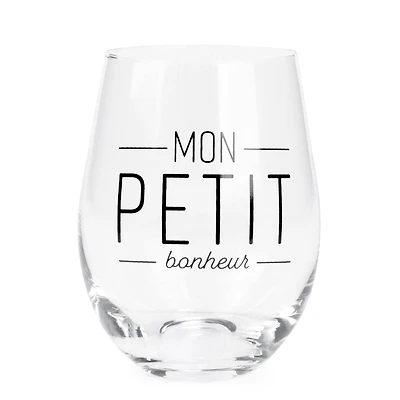 Stemless wine glass - Mon petit bonheur