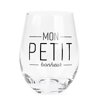 Stemless wine glass - Mon petit bonheur