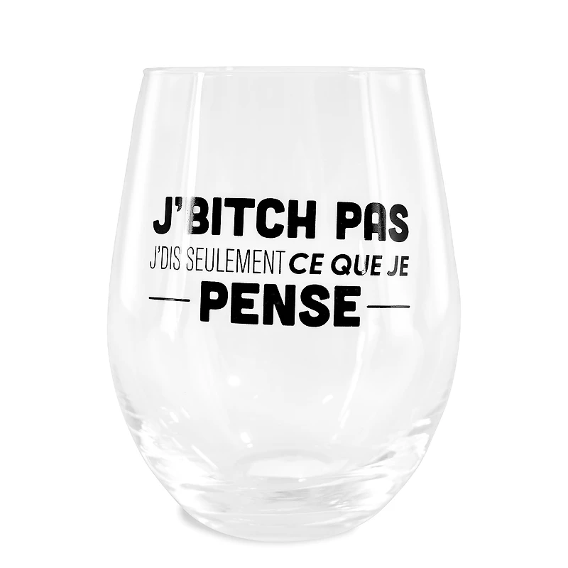 Stemless wine glass - I don't bitch