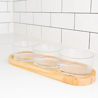 Ensemble de bols (3) avec plateau en bois