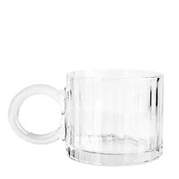 Glass cup with round handle