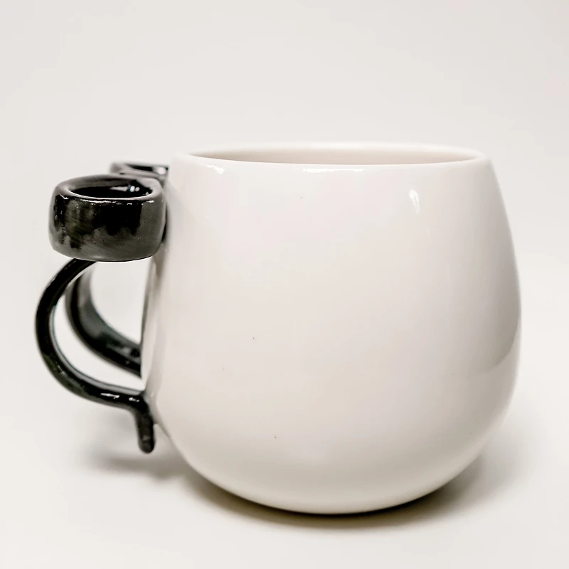 White ceramic cup - Black loop
