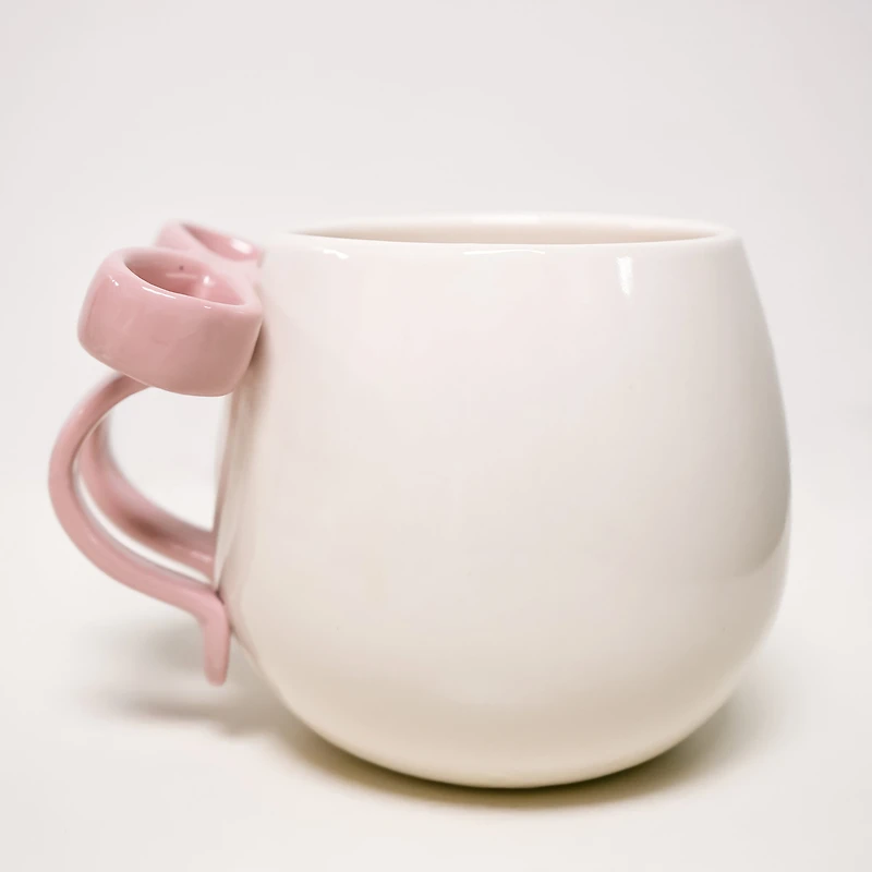 White ceramic cup - Pink loop